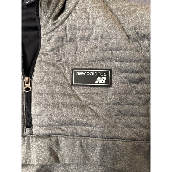 New Balance Mens Hooded Pullover Jacket Size S Gray Quilted Design 1/4 Zip Light - Picture 3 of 7
